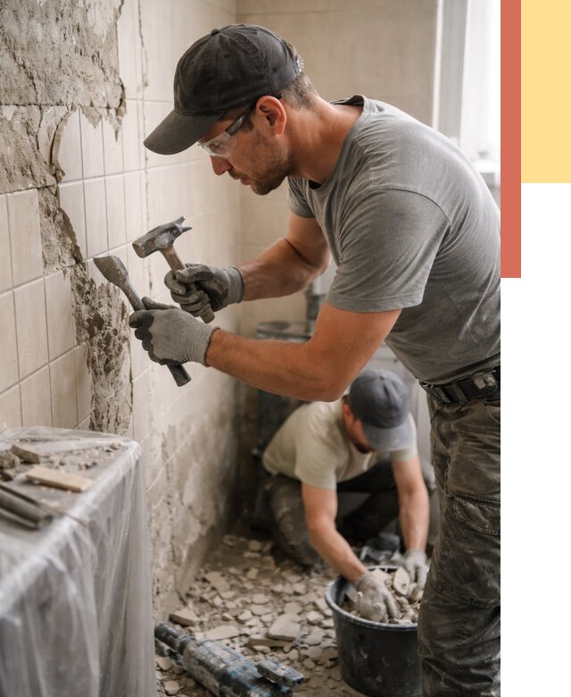 Демонтаж плитки со стен в Краснокаменске от 869 руб. — быстро и недорого | ОТДЕЛОЧНИК-Ксн