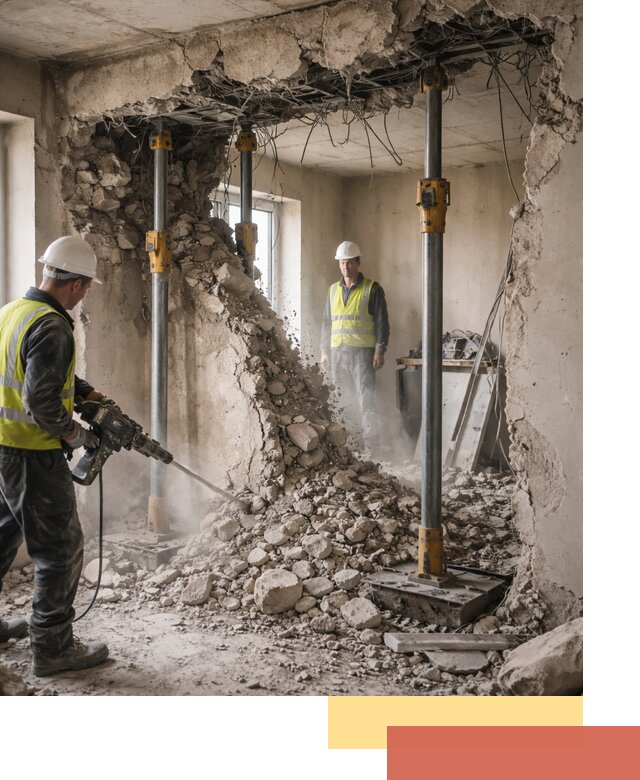 Снос несущих стен в Краснокаменске с гарантией безопасности и качества