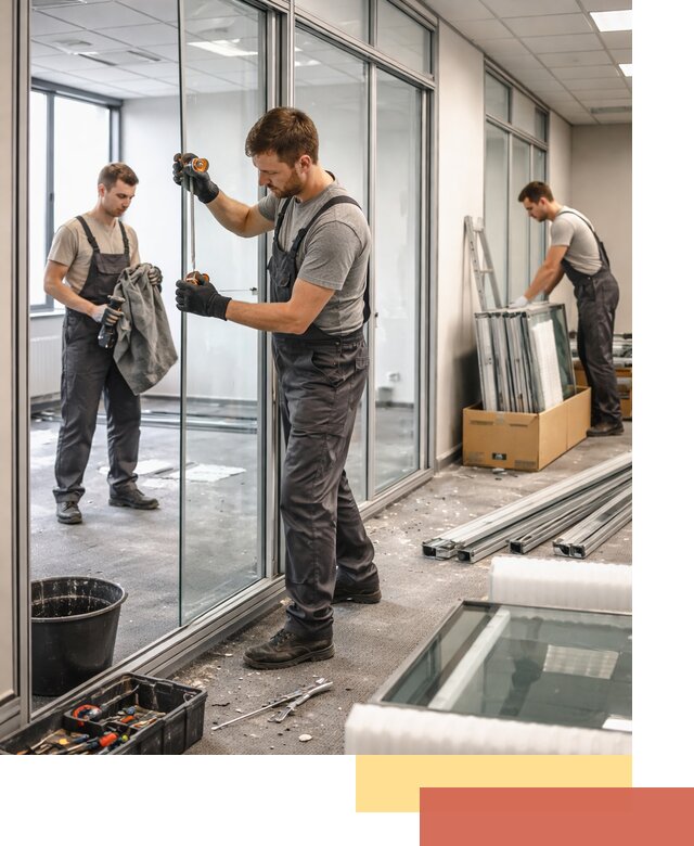 Демонтаж стеклянных перегородок в Краснокаменске быстро и безопасно