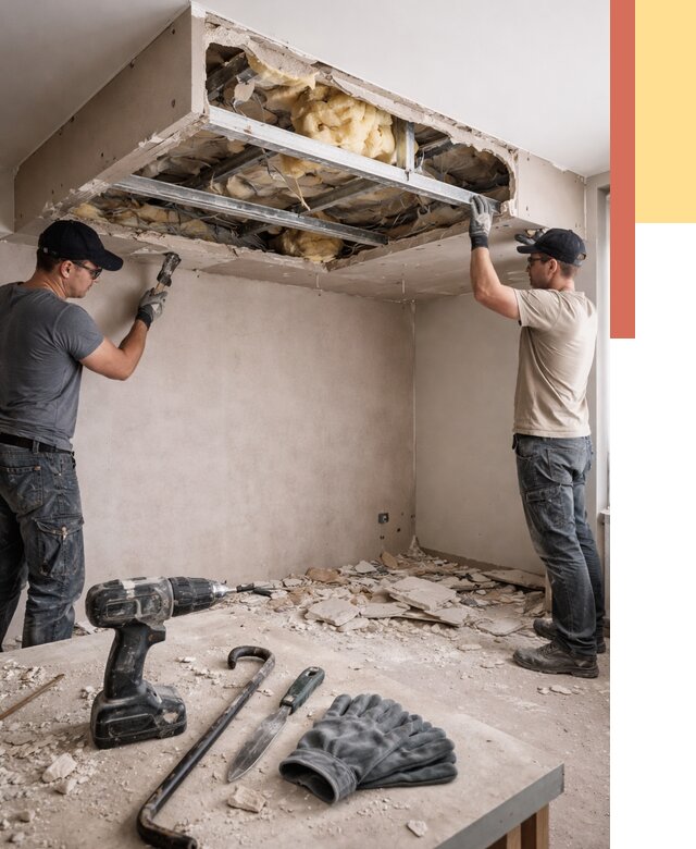 Демонтаж короба из гипсокартона в Краснокаменске от 1554 руб. — быстро и недорого | ОТДЕЛОЧНИК-Ксн