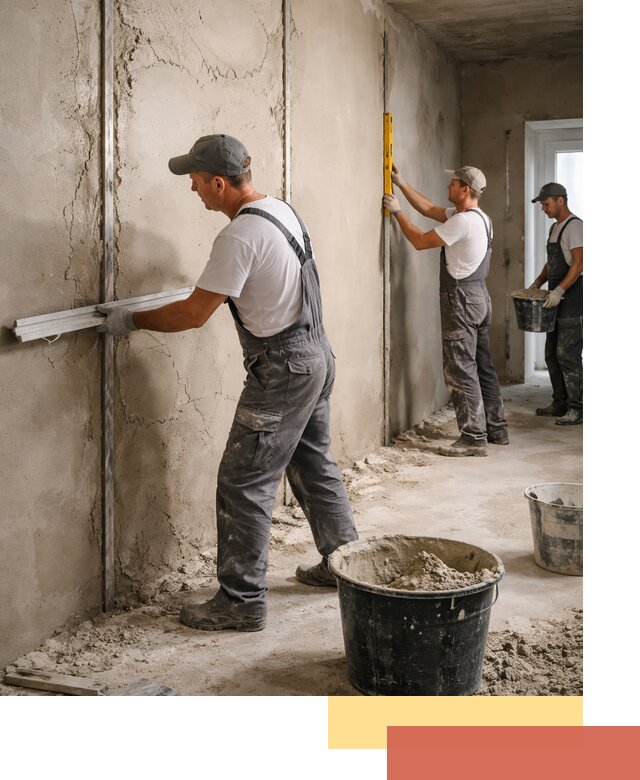 Штукатурка стен по маякам в Краснокаменске — точная и ровная поверхность