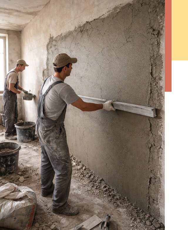 Цементная штукатурка стен в Краснокаменске от 4599 руб/м2 — быстро и недорого | ОТДЕЛОЧНИК-Ксн