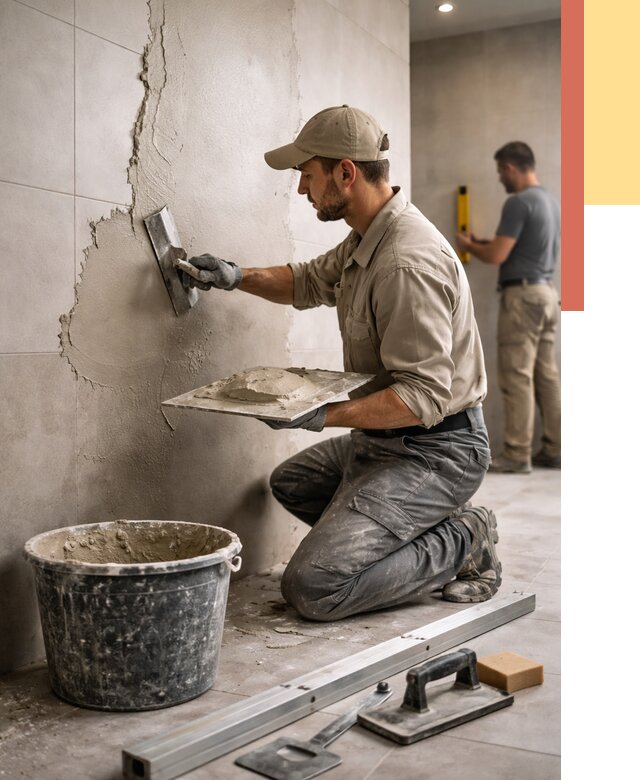 Штукатурка стен в ванной в Краснокаменске от 4599 руб./м² — выравнивание под ключ | ОТДЕЛОЧНИК-Ксн