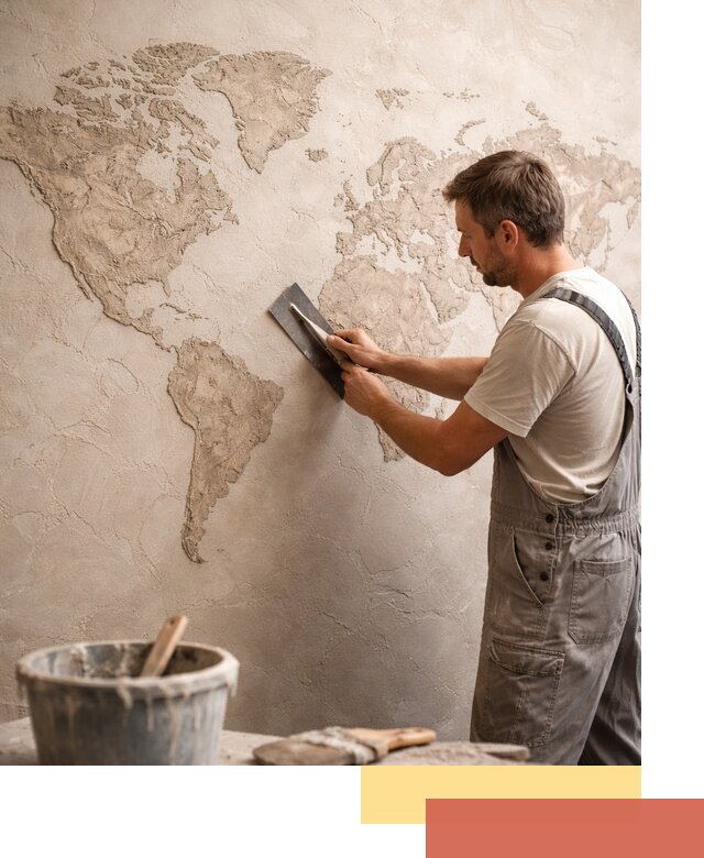 Декоративная штукатурка «Карта мира» под ключ в Краснокаменске