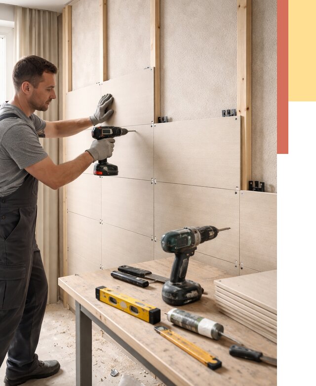 Монтаж МДФ панелей на стены в Краснокаменске от 1278 руб. под ключ | ОТДЕЛОЧНИК-Ксн