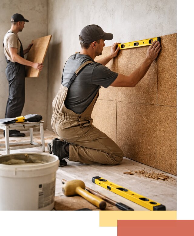 Монтаж пробковых панелей на стены в Краснокаменске быстро и качественно