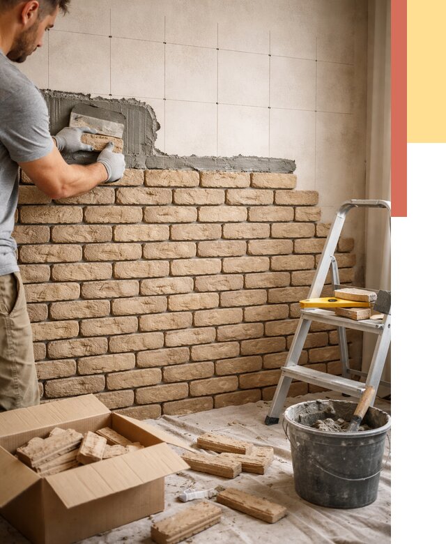 Монтаж декоративного кирпича в Краснокаменске от 3271 руб./м² — быстро и недорого | ОТДЕЛОЧНИК-Ксн