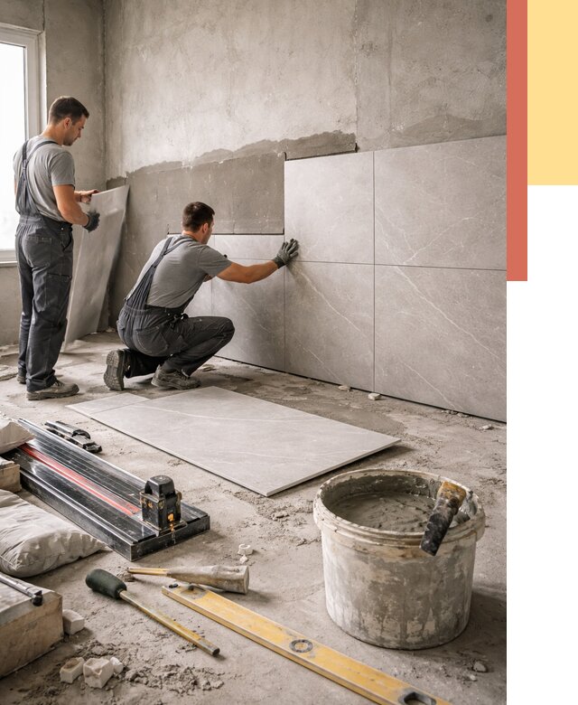 Облицовка стен керамогранитом в Краснокаменске от 4293 руб./м² — услуги под ключ | ОТДЕЛОЧНИК-Ксн