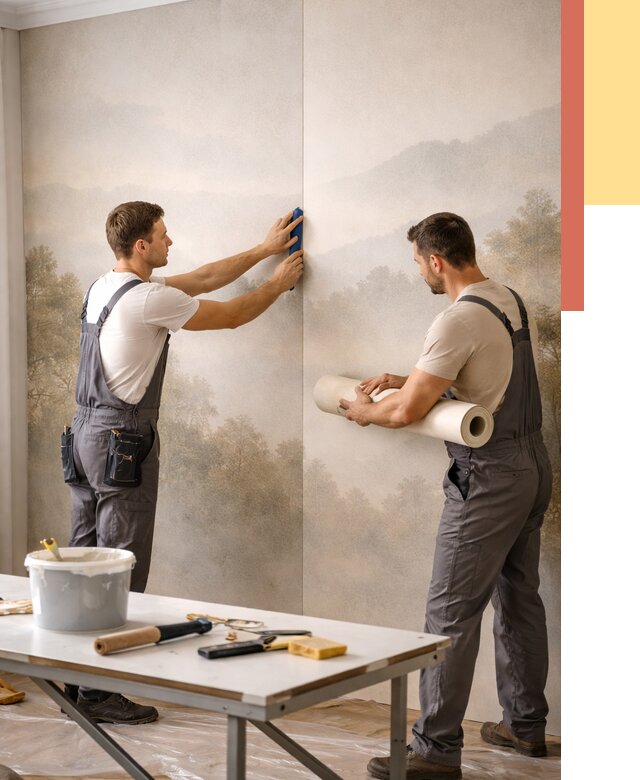 Поклейка фотообоев в Краснокаменске от 8688 руб/м² — быстро и недорого | ОТДЕЛОЧНИК-Ксн