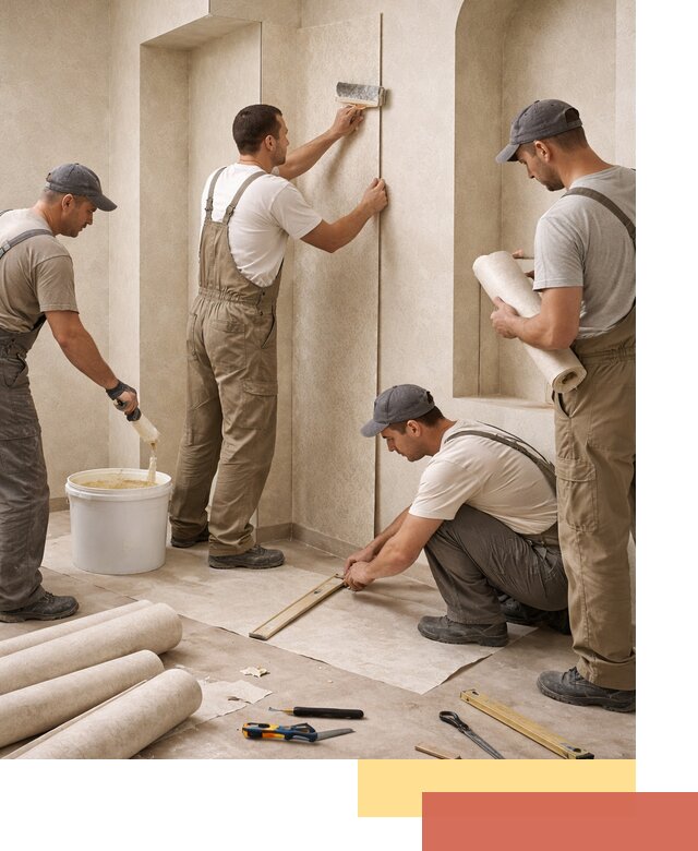 Поклейка обоев на сложные стены и неровные поверхности в Краснокаменске