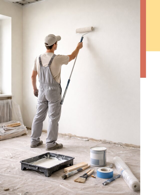 Покраска стен водоэмульсионной краской в Краснокаменске от 460 руб. за м² | ОТДЕЛОЧНИК-Ксн