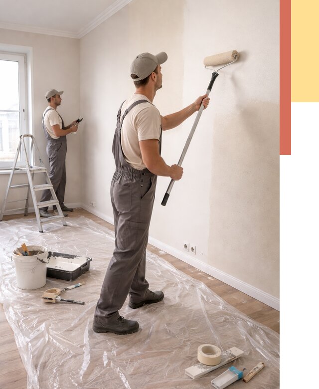 Покраска стен акриловой краской в Краснокаменске от 3577 руб./м² — быстро и недорого | ОТДЕЛОЧНИК-Ксн