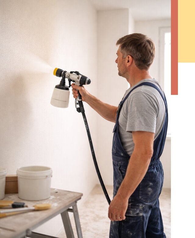 Покраска стен краскопультом в Краснокаменске от 7666 руб. — механизированная покраска | ОТДЕЛОЧНИК-Ксн