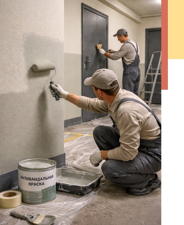 Покраска стен антивандальной краской в Краснокаменске от 4599 руб./м² под ключ | ОТДЕЛОЧНИК-Ксн