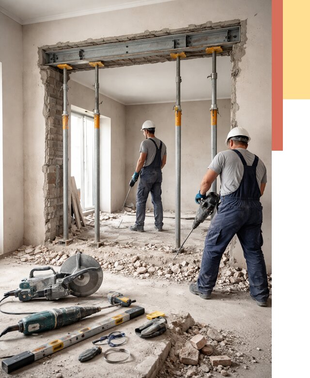 Прорезка проема в стене в Краснокаменске от 4599 руб. — быстро и недорого | ОТДЕЛОЧНИК-Ксн