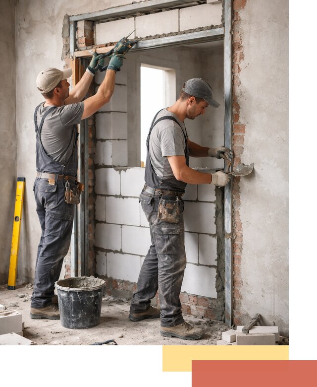 Закладка дверного проема под ключ в Краснокаменске: демонтаж, монтаж, отделка