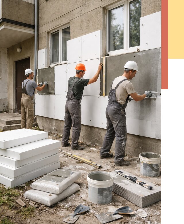 Утепление стен пенопластом в Краснокаменске от 1789 руб. — недорого и под ключ | ОТДЕЛОЧНИК-Ксн