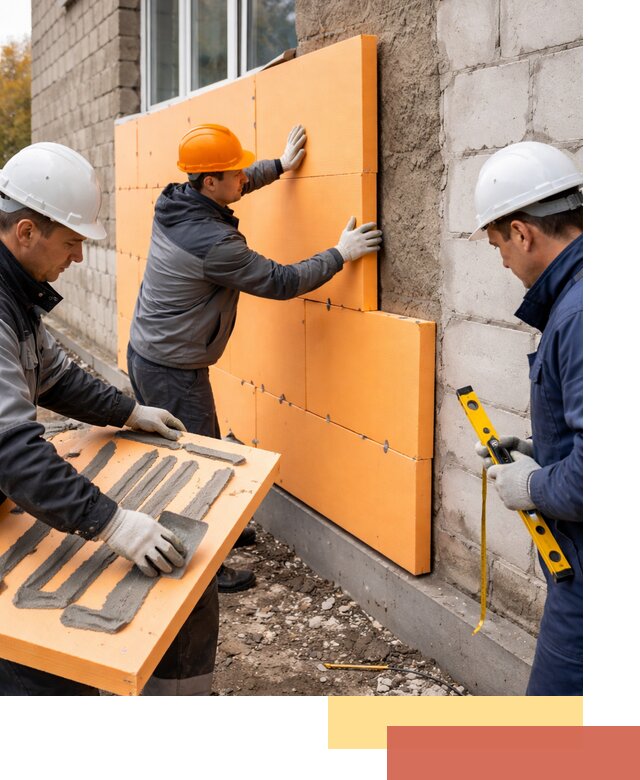 Утепление фасада пеноплексом под ключ в Краснокаменске