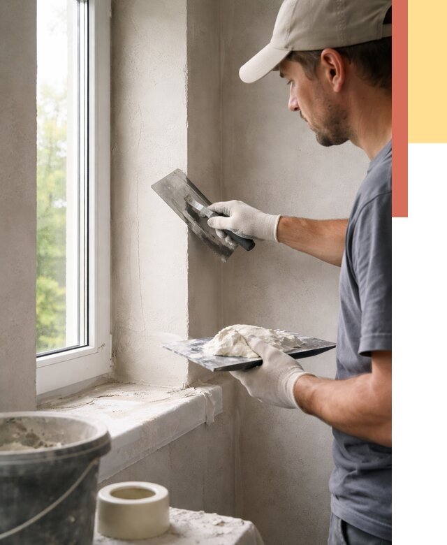 Штукатурка откосов в Краснокаменске от 4599 руб/м² — услуги и выравнивание под ключ | ОТДЕЛОЧНИК-Ксн