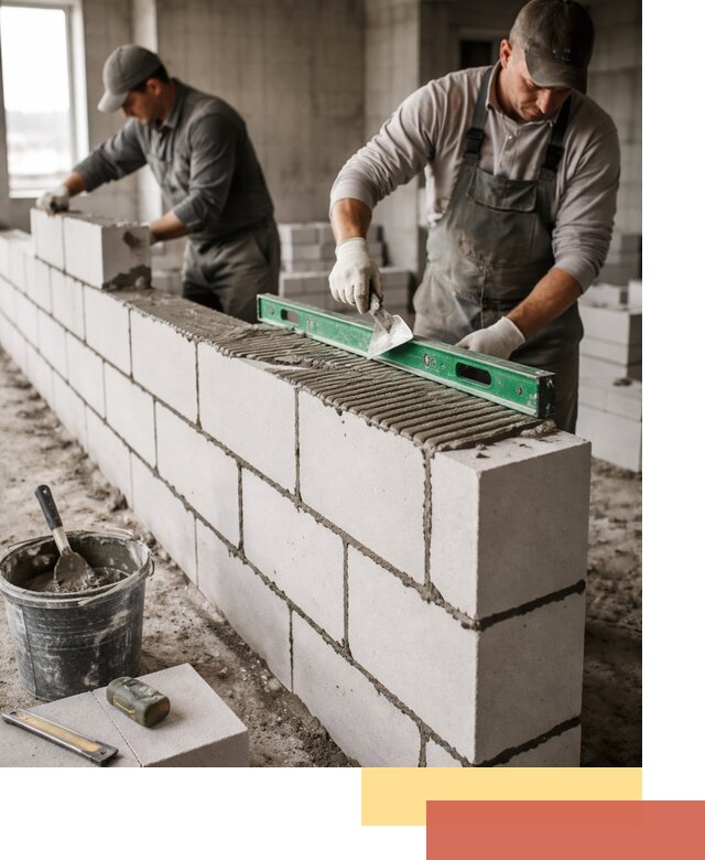 Кладка перегородок из газобетона в Краснокаменске быстро и качественно