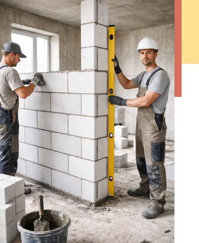 Кладка перегородок из пеноблока в Краснокаменске от 1840 руб. под ключ | ОТДЕЛОЧНИК-Ксн