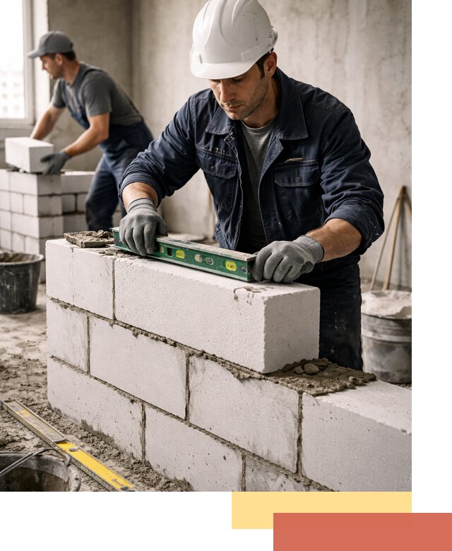 Кладка перегородок из пеноблока под ключ в Краснокаменске