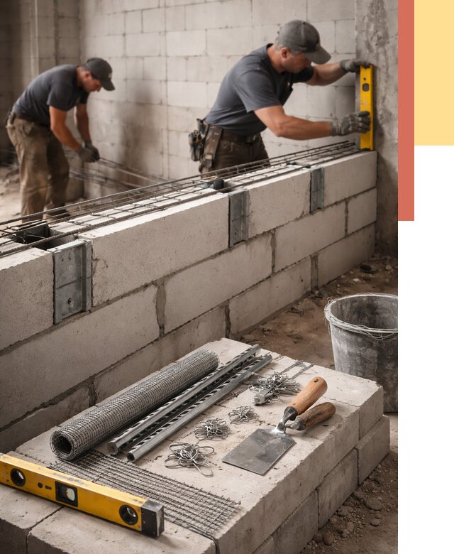 Армирование кладки перегородок в Краснокаменске от 767 руб. под ключ | ОТДЕЛОЧНИК-Ксн
