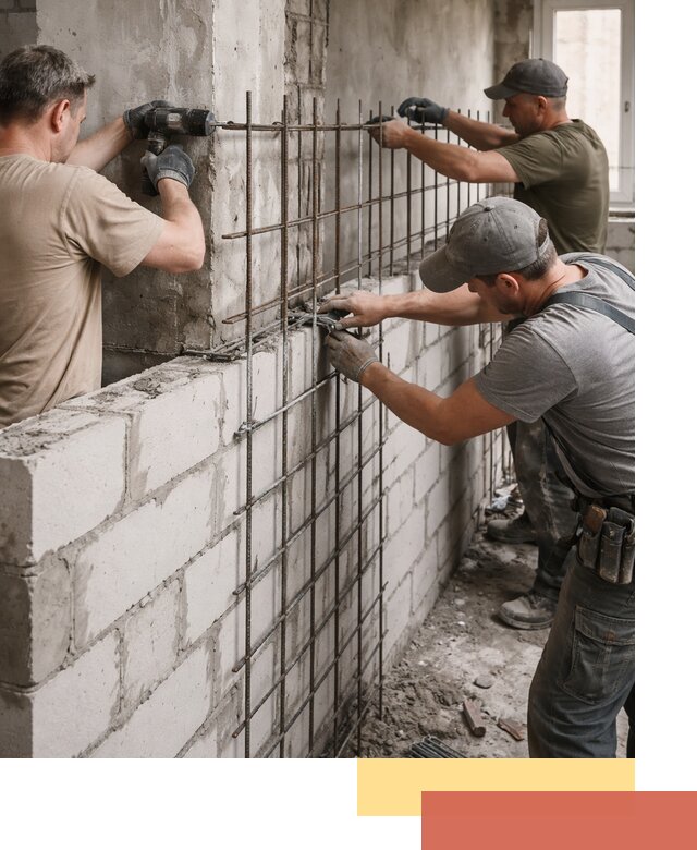 Армирование кладки перегородок в Краснокаменске профессионально и надёжно