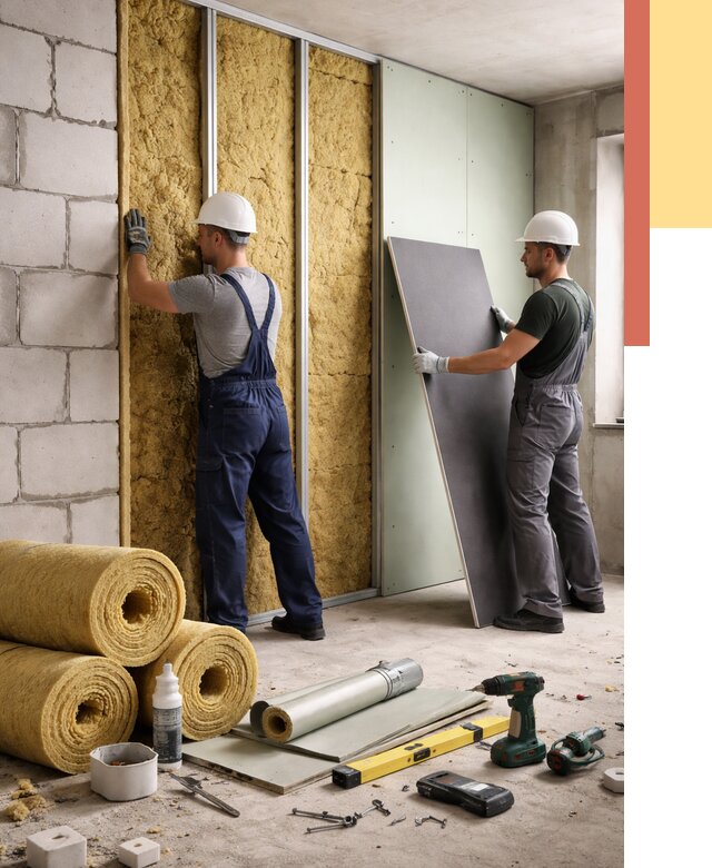 Шумоизоляция перегородок из блоков в Краснокаменске от 1891 руб./м² — быстро и недорого | ОТДЕЛОЧНИК-Ксн