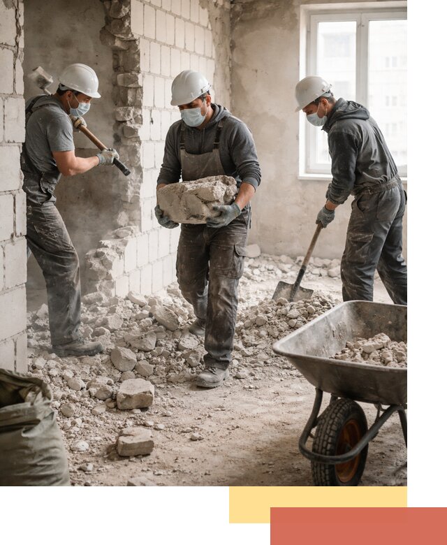 Демонтаж блочных перегородок в Краснокаменске быстро и аккуратно