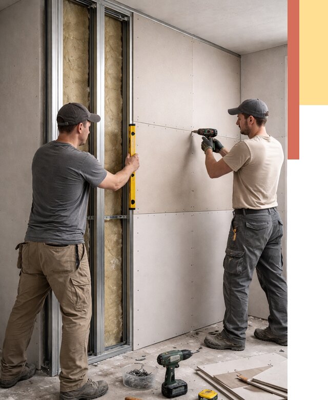 Монтаж двухслойной перегородки из гипсокартона в Краснокаменске от 1482 руб. | ОТДЕЛОЧНИК-Ксн