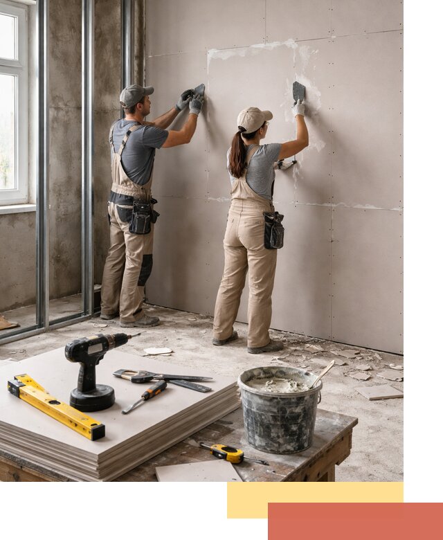 Монтаж двухслойной перегородки из гипсокартона в Краснокаменске