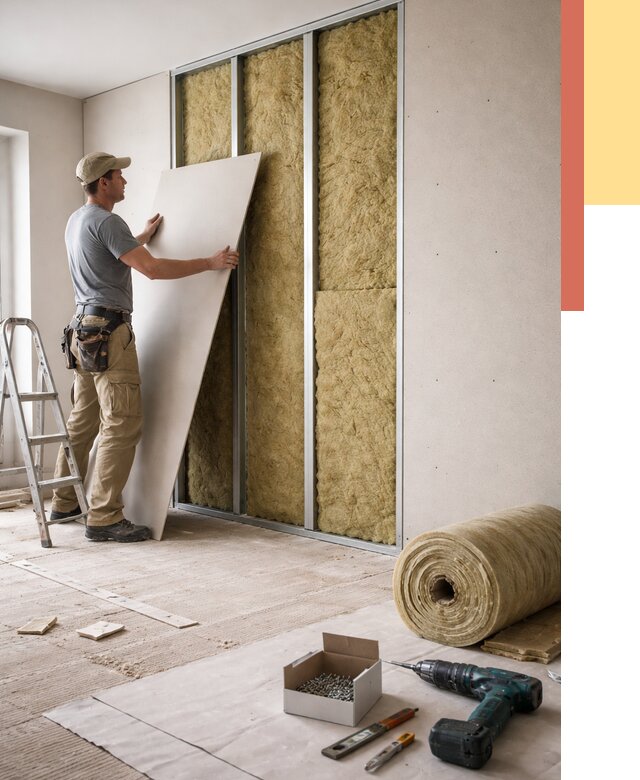 Перегородка из гипсокартона с шумоизоляцией в Краснокаменске от 3189 руб. | ОТДЕЛОЧНИК-Ксн