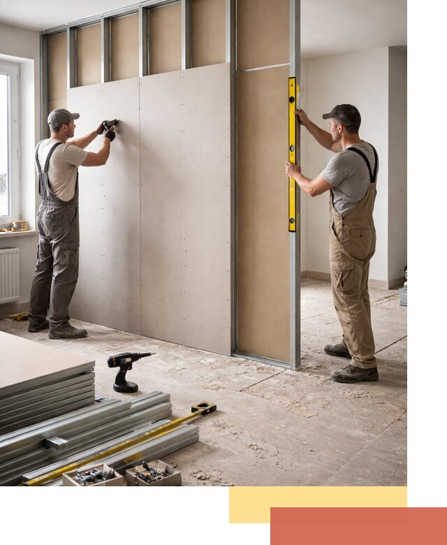 Зонирующая перегородка из гипсокартона под ключ в Краснокаменске