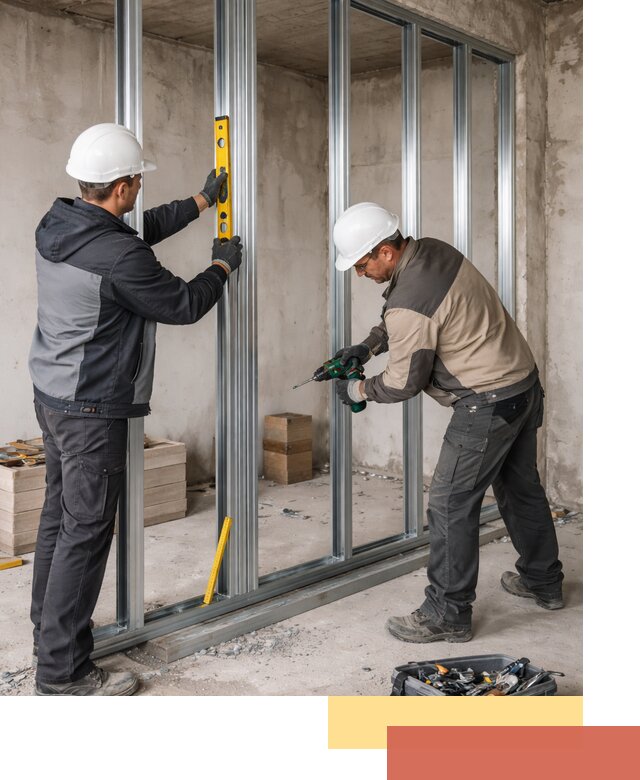 Монтаж каркаса перегородки из профиля в Краснокаменске