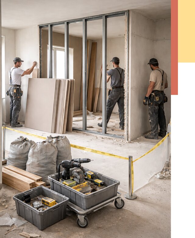 Перенос гипсокартонной перегородки в Краснокаменске под ключ от 4599 руб. | Демонтаж и монтаж – ОТДЕЛОЧНИК-Ксн