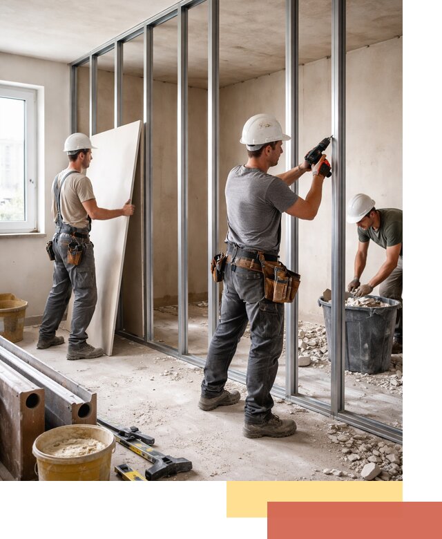 Перенос гипсокартонной перегородки в Краснокаменске профессионально и быстро