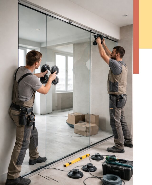 Монтаж стеклянных перегородок в Краснокаменске от 6644 руб. | ОТДЕЛОЧНИК-Ксн