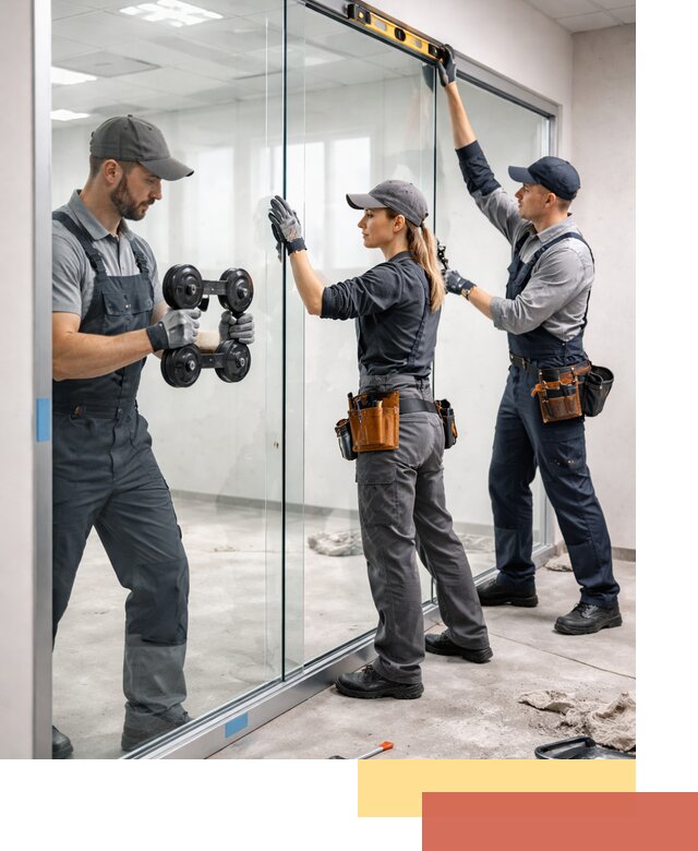 Профессиональный монтаж стеклянных перегородок в Краснокаменске