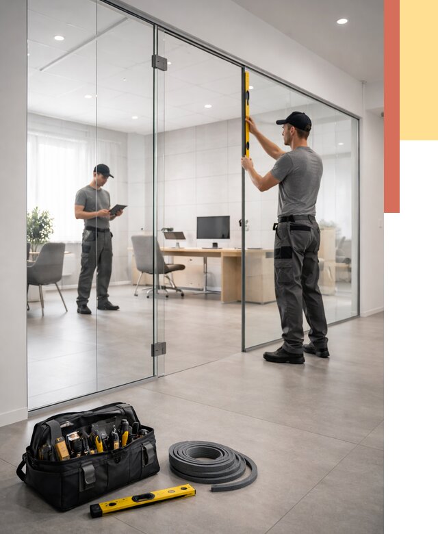 Цельностеклянные перегородки под ключ в Краснокаменске от 9710 руб. — монтаж и цены | ОТДЕЛОЧНИК-Ксн