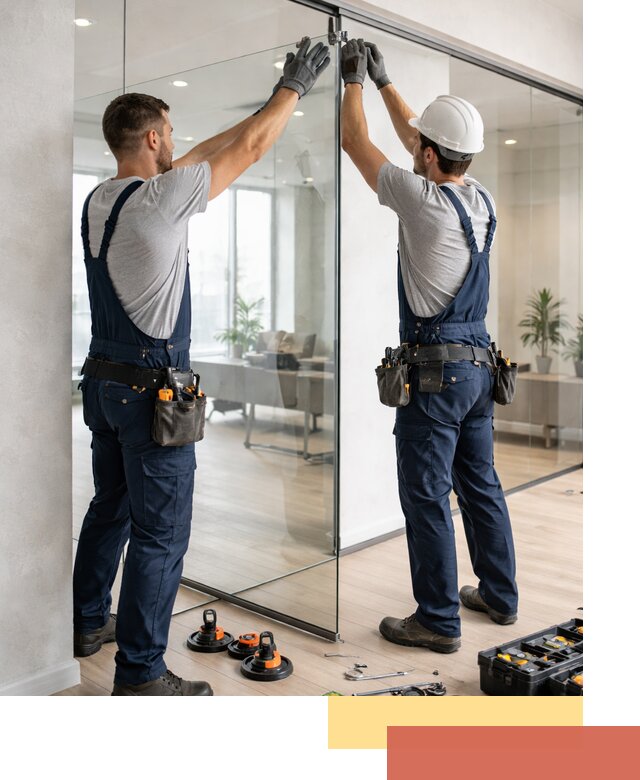 Безрамные стеклянные перегородки под ключ в Краснокаменске