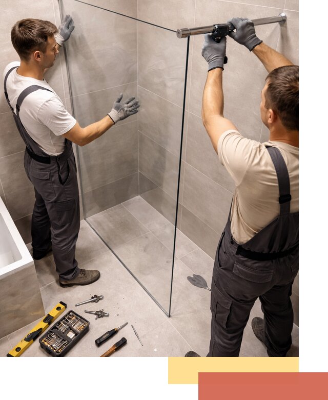 Стеклянные перегородки для душа в Краснокаменске — изготовление и монтаж