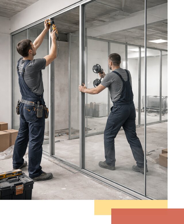 Алюминиевые перегородки со стеклом в Краснокаменске — изготовление и монтаж