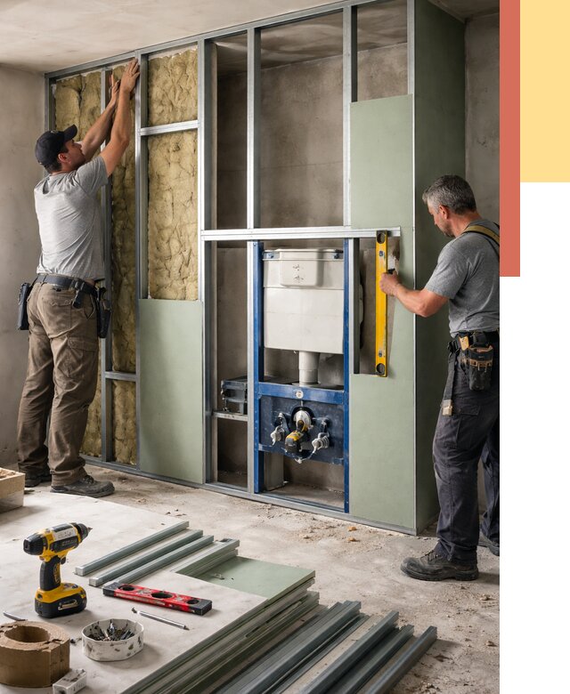 Установка сантехнических перегородок в Краснокаменске от 8688 руб. | ОТДЕЛОЧНИК-Ксн