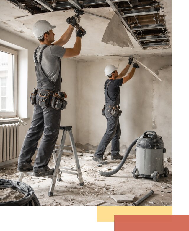 Демонтаж гипсокартонного потолка в Краснокаменске быстро и аккуратно