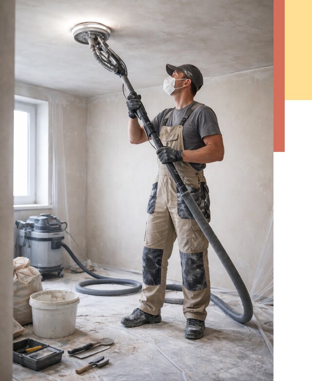 Шлифовка потолка в Краснокаменске от 3577 руб. — услуги шлифования потолка | ОТДЕЛОЧНИК-Ксн