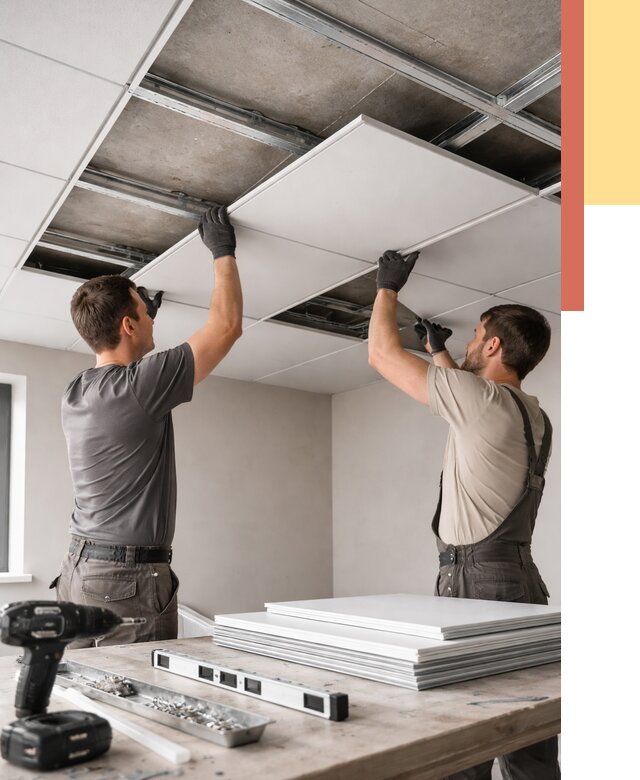 Монтаж кассетного потолка в Краснокаменске от 4599 руб/м2 — установка и сборка | ОТДЕЛОЧНИК-Ксн