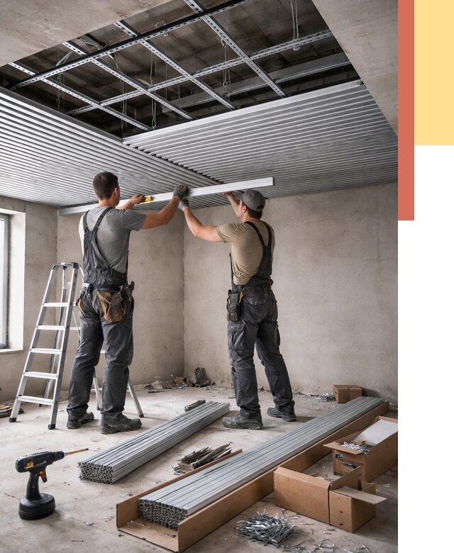 Монтаж реечного потолка в Краснокаменске от 4599 руб. под ключ | ОТДЕЛОЧНИК-Ксн