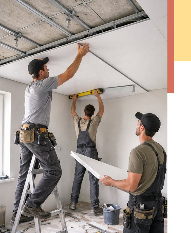 Монтаж потолка из ПВХ панелей в Краснокаменске от 3577 руб./м2 — быстро и недорого | ОТДЕЛОЧНИК-Ксн