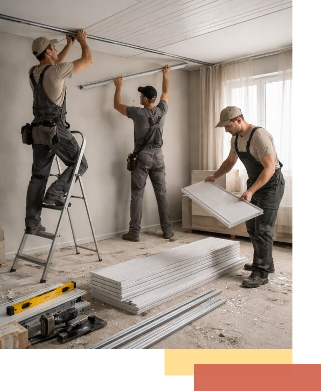 Монтаж потолка из ПВХ панелей в Краснокаменске оперативно и качественно